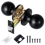 Coolty Passage Door Knob Set Keyless Non Locking Round Door Handle Ideal for Non-Locking Interior Doors Kitchen Closet Pantry Closet Hallway Doors (Black)