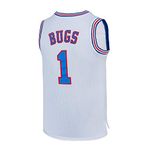 Men's Basketball Jersey #1#10#! 1/3 Bugs Lola Taz Tweety Space Movie Jersey Shirts White/Black S-XXL, #1 White, Small