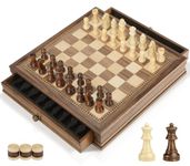 Peradix Magnetic Wooden Chess Set - 32.5 x 32.5 cm Chess Board Game with 2 Built-in Storage Drawers - 2 Bonus Extra Queens - Chess for Beginner, Kids, and Adults, Gift Packaging