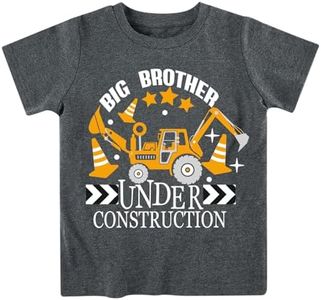 Funnycokid Big Brother Shirt 4T 3T Boys Promoted to Big Brother Backhoe Loader Construction Digging It T-Shirt Black Size 4 Pregnancy Gifts for Boys