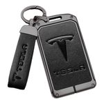 Tesla Card Holder Key Chain and Strap, Car Key Fob Case Cover for Tesla X Y 3 Card Keys Nimmy (Black, Gunmetal)