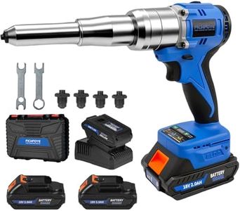 FICHFOYE 5000lbf Cordless Rivet Gun, 18V Brushless Electric Riveting Tool with 2×2.0Ah Batteries & Fast Charger, Automatic Rivet Gun for 3/32"–3/16" Stainless, Steel & Aluminum Rivets