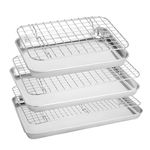STEELUS Baking Sheet with Rack Set (3 Pans + 3 Racks), Smooth Stainless Steel Cookie Sheet with Grid Cooling Rack, Nonstick toaster Oven Tray and Rack Set
