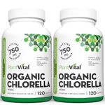 PlantVital Chlorella Capsules- Antioxidant Chlorophyll Capsules - Organic Chlorella Powder 1500mg per day - Broken Cell Wall Algae Supplement-Vegan Superfood - Non-GMO - 4 Month Supply - 240 Capsules