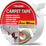 Carpet Tape Double Sided - Rug Tape Grippers for Hardwood Floors and Area Rugs - Carpet Binding Tape Strong Adhesive and Removable, Heavy Duty Stickers Tape, Residue Free (2 Inch / 30 Yards)