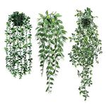 Donken Artificial Hanging Plants in Pots 3 Pack Indoor Trailing Plants Fake Plants Eucalyptus Peas Mandala Home Garden Shelf Decor Greenery for Wedding, Party Outdoor