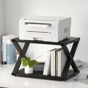 URLINE Desktop Printer Stand,2-Tier Desk Space Organizer for Home Office,Storing Heavy Duty Fax Machine, Scanner,Black