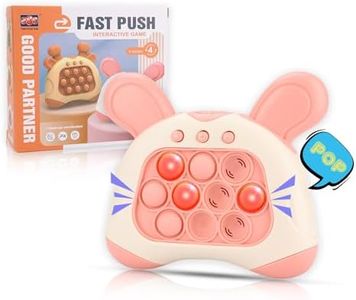 2023 Upgraded Handheld Quick Push Game for Kids 6-12, Sensory Fidget Toys for Kids 8-12, Party Favors Puzzle Pop Bubbles Birthday Gifts for 6 7 8 9 Year Old Boys Girls Teens Adults (Bunny-Pink)