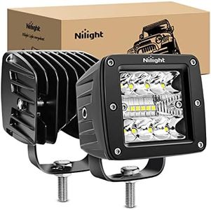 Nilight 2PCS 3Inch 42W LED Cubes Upgraded Spot Flood Combo Beam Square LED Pod Light Driving Fog Light for Offroad Pickup Trucks Jeep ATV UTV SUV (14025C-B)