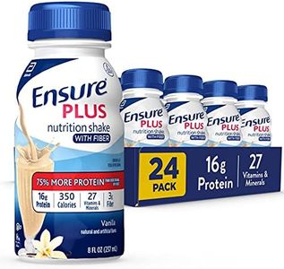 Ensure Plus Nutrition Shake with Fiber, 13g High-Quality Protein, Meal Replacement Shakes, Vanilla, 8 fl oz, 24 count