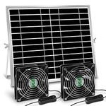 erifyng Solar Powered Fan, Solar Fan for Shed, Chicken Coop, Greenhouse, Outside with Two IPX7 Waterproof 5In Fans 13Ft On/Off Switch Cable Exhaust Intake Mounting Way and Installation Kits