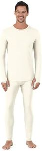 Cuddl Duds Mens Thermal Underwear - Cold Weather Heavyweight Base Layer 2-Piece Set - Moisture-Wicking Long Johns - Winter Clothes- Off White - Large