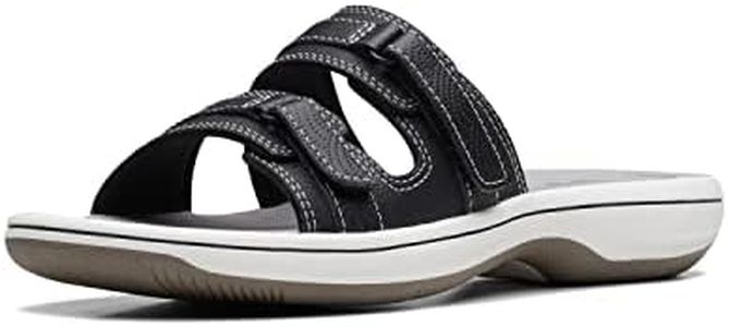 Clarks Women's Breeze Piper Slide Sandal, Black Synthetic, 9