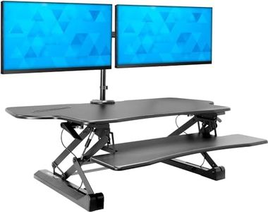 Mount-It! Standing Desk Converter Height Adjustable 47" Extra Large Wide Stand Up Desk Riser, Dual Monitor Arm Mounts, Stand Up Desk Convertor with Keyboard Tray, Fits Two Monitors up to 32"