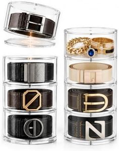 Nuggicet Belt Organizer for Closet Storage: Clear Acrylic 8-Layer Stackable Belt Box, Space-Saving Neat Case Holder