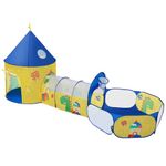SONGMICS 3-in-1 Kids Play Tent, Tunnel, Ball Pit Playground, for Boys, Girls and Toddlers, Children's Pop-Up Rocket Tent, Indoor or Outdoor Use, Gift Idea, Birthday Party, Yellow and Blue LPT702Y01