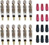 Presta Valve Core(12 Pack) and 12 Anodized Alloy Presta Valve Caps for Tubeless Road & MTB Bike Works w/Stan's, Vittoria, Continental, Kenda & More. No-Leak Presta and Schrader Valve Cor