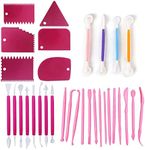 LIUDHPSP 32 Pieces of Cake Scraper Smoothing Decoration Set Carving Tool Set Fondant Tool Set, Used for DIY Cake Cream Decoration Modeling and Fondant Modeling Carving.