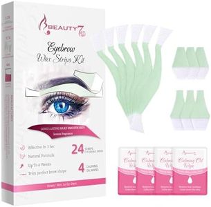 Beauty7 Hair Removal Eyebrow Wax Strips For Sensitive Skin Eyebrow Shaper Pre-Cut Up to 6 Weeks Natural Eyebrow Hair Removal Waxing Strips 24Pcs & 4 Oil Wipes