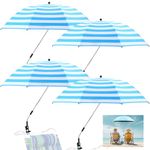 Hosuly 4 Pcs Beach Umbrella Beach Chair Umbrella with Universal Clamp Adjustable UV Protection Wheelchair Umbrella Portable Outdoor Sunshade Umbrella for Camping Patio Golf Cart, Not Include Chair