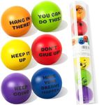 Homotte 6Pcs Motivational Stress Balls for 3+ Kids and Adults, Inspirational Stress Relief Balls Hand Exercise Therapy Ball Set, Double Sided Colorful Foam Stress Ball with Positive Quotes and Smiles