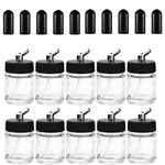 HUBEST 10PCS 22CC Airbrush Glass Bottles with Jar Caps for Master, Iwata Single Action Airbrush