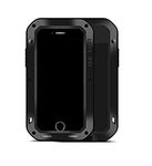 LOVE MEI Case for iPhone 7 Plus, Heavy Duty Cover Metal Aluminum with Tempered Gorilla Glass Military Shockproof Water Resistant Case for Apple iPhone 7 Plus 5.5" (Black)