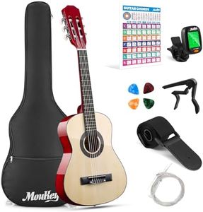 Moukey 30" Acoustic Guitar for Beginners Kids Youth 1/4 Size Dreadnought Guitarra Acustica Kit with Chord Poster, Gig Bag, Tuner, Picks, Nylon Strings, Capo, Strap - Natural