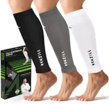 NEWZILL Calf Compression Sleeve for Men & Women | Footless Compression Socks for Shin Splint Relief, Varicose Veins | Leg Sleeve for Running, Travel, Nursing, Fitness (Black/White/Grey 3Pairs XXL)