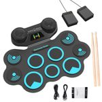 VikriDA Electronic Drum Pad for Kids Beginner with Screen | Foldable Roll-Up Digital Drum Kit with Bluetooth MIDI Support, Built-in Stereo Speakers & Drumsticks