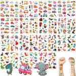 30 Sheets Temporary Tattoos Kit for Kids, Fake Cute Tattoo Stickers Waterproof, Birthday Party Favor (Vehicle & Animals & Dinosaurs) 3 years old+