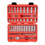 TEKTON 3/8-Inch Drive 6-Point Socket & Ratchet Set, Inch/Metric, 5/16-Inch - 3/4-Inch, 8 mm - 19 mm, 47-Piece (Case) | SKT15301