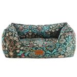 Rosewood x Morris & Co. Blackthorn Box Bed for Dogs, Small Dog Bed, Green, Padded Sides, Non-Slip Base, Washable, Luxury William Morris Print