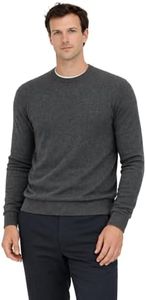 State Cashmere Men's Essential Crewneck Sweater 100% Pure Cashmere Classic Long Sleeve Pullover (City Smoke, Medium)