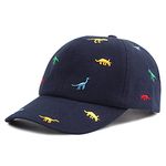 XIAOHAWANG Cotton Boys Baseball Hat Embroidery Dinosaur Toddler Boy Sun Hats Summer Kids Trucker Cap 2-5 Years (Navy)