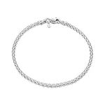 Amberta 925 Sterling Silver 2.2 mm Bismark Chain Bracelet Size: 7 7.5 8 inch (7inch)