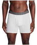 Under Armour Men's 3-Pack Performance Cotton Boxer Brief, 6" Inseam, All-Day Comfort & Ultra-Soft, White Solid - Core, Large