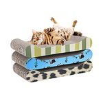 Milo & Misty Cat Scratching Boards – Cardboard Cat Scratcher Pack of 3 with Catnip, Cat Scratchers for Indoor Cats, Durable Cat Lounger – 48x22x7cm