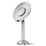 simplehuman Sensor Lighted Makeup Vanity Mirror Pro 8" Round, 5X + 10x Dual Magnification, Stainless Steel, Rechargeable and Cordless