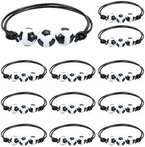 Simsky 12 Pezzi Bracciale Calcio, Braccialetti Amicizia Bambini, Braccialetti Intrecciati Regolabili per Feste Sportive, Braccialetto per Bambini Regalo di Compleanno Feste