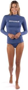 Rip Curl Women's Long Sleeve Rash Vest with UPF 50+ Sun Protection Quick Dry- Moisture-Wicking Swim Shirt for Outdoor Activities- Navy- Large