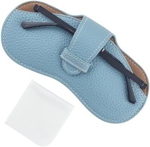 CREATCABIN Leather Sunglasses Case Portable Glasses Bag Slim Case Lightweight Travel Eyeglasses Holder Pouch Cover with Fiber Soft Cleaning Cloth for Women Men Holiday Vacation 6.9x3.4 Inch Light Blue