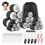 50pcs Hair Rollers with Clips,Including Extra Large Large Medium Small Velcro Curling Irons for Long and Short Beauty Treatment Hair No Heat Required,Hair Friendly