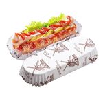 300Pcs Hot Dog Trays, 6'' Paper Food Trays Eco Friendly, Rectangular White Fluted Hot Dog Tray, Disposable Food Tray for Sandwiches and Hamburgers Hot Dog Cart Accessories (White)