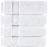 NOVA Luxury Linen - Hotel Quality Turkish Towel Set for Bathroom (4 Pcs Washcloth Set, Pure White)