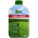 AMK® Vitax Green Up Liquid Lawn Feed Food & Weed Fertiliser Grass Care 200sqm 1 Litre Kills Weeds and Roots