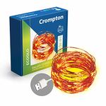 Crompton Galaxy Decoration Copper USB Powered String Fairy Lights with 100 Led Light (10 Meters / 32 Feet, Warm White, Pack of 1)