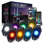 Xprite Victory Series RGB LED Rock Lights Multicolor Neon LED Light Kit w/Bluetooth Controller, Timing, Flashing, Music Mode for Underglow Off Road Truck SUV - 8 Pods