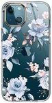 luolnh Compatible with iPhone 13 Case with Flower,for Girly Women,Shockproof Clear Floral Pattern Hard Back Cover for iPhone 13 6.1 inch 2021-Blue