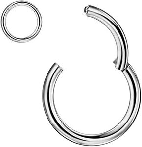 TBODYJ 18g Hoop Nose Rings for Women Surgical Steel Nose Hoop 18 Gauge Nose Ring Helix Hoop Cartialge Earring Hoop 8mm Nose Rings Silver